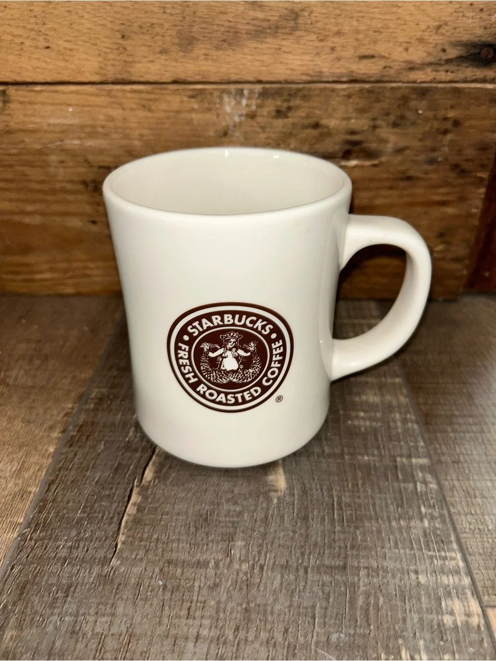 Starbucks 16 Oz Ceramic Coffee Mug Brown Sirens Logo & Green Sirens Logo 2008